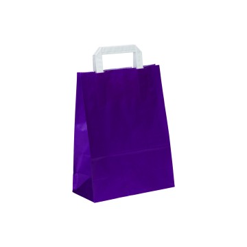 Purple Flat-Handle Paper Carrier Bags - 22 x 29 + 10cm