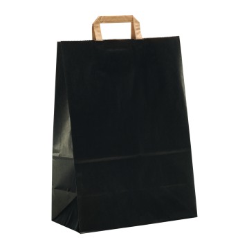 Black Flat-Handle Paper Carrier Bags - 32 x 45 + 14cm