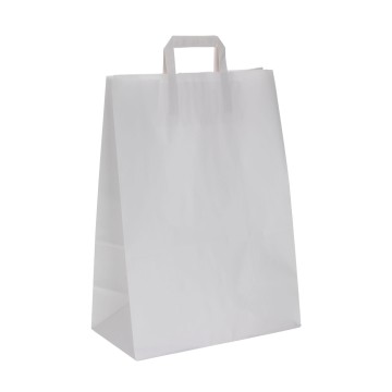 White Flat-Handle Paper Carrier Bags - 32 x 45 + 14cm