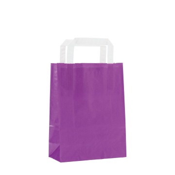 Purple Flat-Handle Paper Carrier Bags - 18 x 23 + 8cm