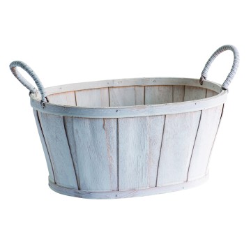 Bamboo Display Basket - White - 25 x 25 x 12cm
