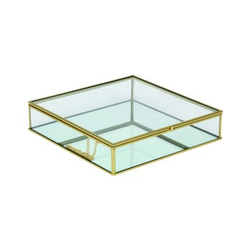 Metal Framed Glass Display Case - Gold - 25 x 25 x 6cm
