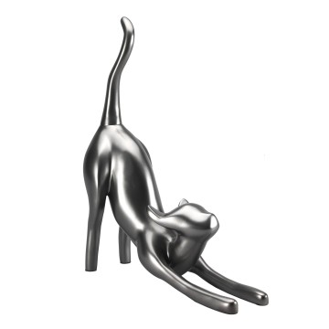 Metallic Grey Cat Mannequin - Stretching