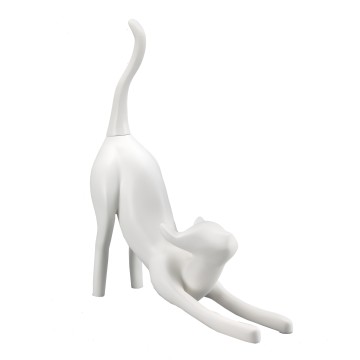 Matt White Cat Mannequin - Stretching