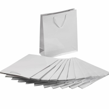 White Laminated Gloss Paper Carrier Bags Minipack - 25 x 32cm