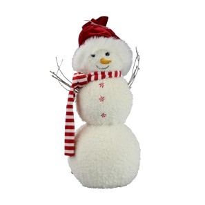 Snowman With Striped Red & White Scarf - 49cm