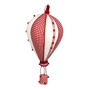 Hanging Hot Air Balloon - Red/White - 58 x 28 x 28cm