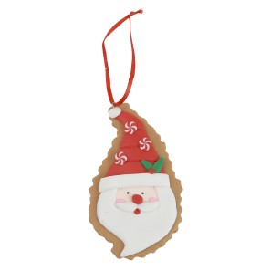 Hanging Santa Cookie - White & Red - 12cm