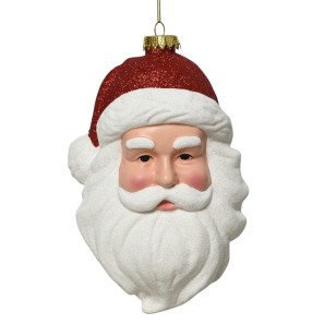 Hanging Santa Face - White & Red - 12 x 10 x 19cm