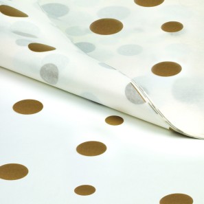 Gold Polka Dot Patterned Tissue Paper - 50 x 75cm