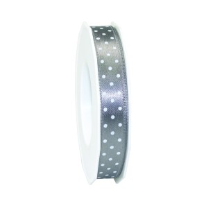 Grey Mini Polka Dots Ribbon - 15mm x 20m
