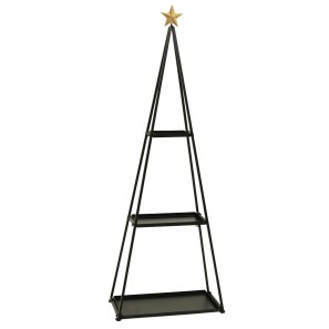 Festive 3 Tier Triangle Display - Black & Gold - 60 x 3 x 172cm