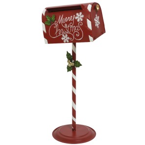 Christmas Metal Mailbox - Red & White - 36.5 x 29.5 x 89cm