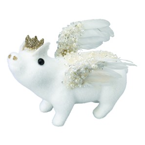 Glitter Pig with Wings - White