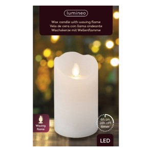 LED Candle - Cream & White - 15 x 7.5cm
