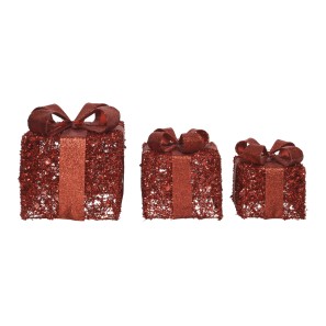 Red Glitter Gift Boxes - Set of 3