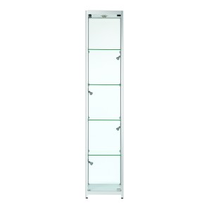 Silver Panorama Glass Display Cabinets - Tall Narrow