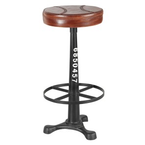Tall Leather Trimmed Bar Stool - 80 x 40 x 40cm