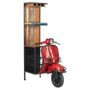 Red Reclaimed Wood Scooter Display Unit - 108 x 50 x 102cm 