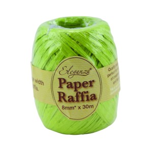 Lime Green Paper Raffia Ribbon - 8mm x 30m