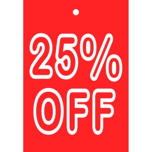 Sale Tickets - Red & White - 25% Off - 52x75mm