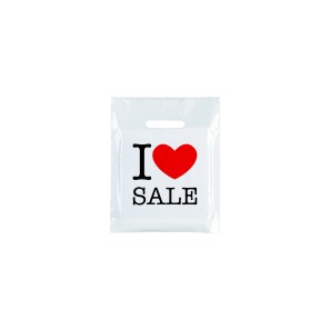 I Love Sale White Plastic Carrier Bags - 40 x 46 + 10cm