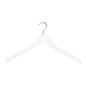 White Wooden Clothes Hangers - Flat With Notches - 44cm