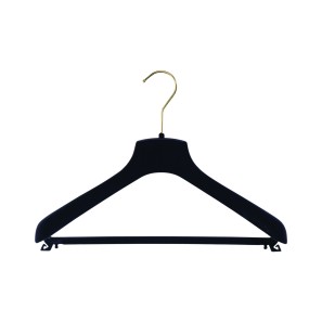 Prima Flocked Plastic Clothes Hangers - Suit With Bar - 38cm