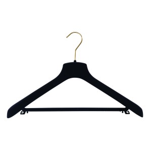 Prima Flocked Plastic Clothes Hangers - Suit With Bar - 45cm
