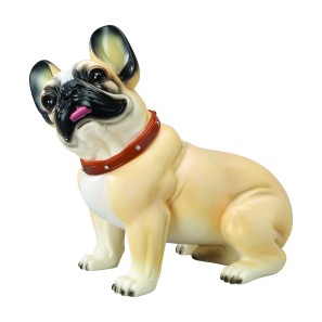 White Bulldog Mannequin - French - Painted + Sitting