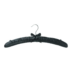 Black Padded Wooden Clothes Hangers With Beads - 43cm