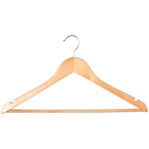 Natural Wooden Clothes Hangers - Wishbone With Bar - 43cm