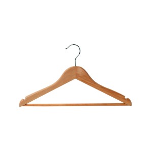 Natural Wooden Clothes Hangers - Wishbone With Bar - 38cm