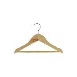 Economy Natural Wooden Clothes Hangers - Flat With Bar - 31cm