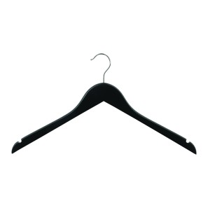 Black Wooden Clothes Hangers - Flat With Notches - 43cm