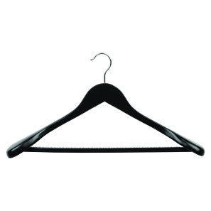 Black Wooden Display Clothes Hangers - With Bar - 45cm