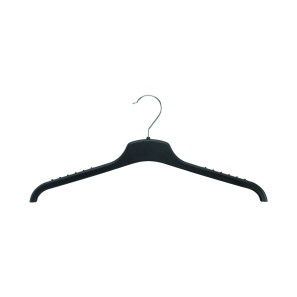 Black Ribbed Plastic Clothes Hangers Bulkpack - Flat - 42cm