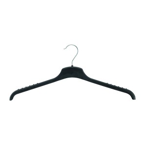 Black Ribbed Plastic Clothes Hangers - Flat - 46cm