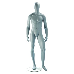 Realistic Matt Light-Grey Male Faceless Mannequin - Leg Forward