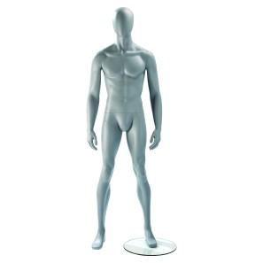 Realistic Matt Light-Grey Male Faceless Mannequin - Legs Astride