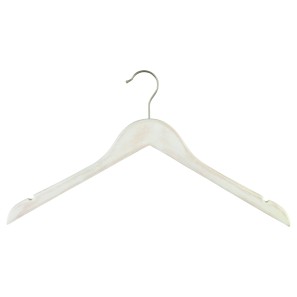 White Distressed Wooden Clothes Hangers - Wishbone - 44cm