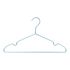 Pastel Blue Wire Metal Clothes Hangers - With Notches - 41cm