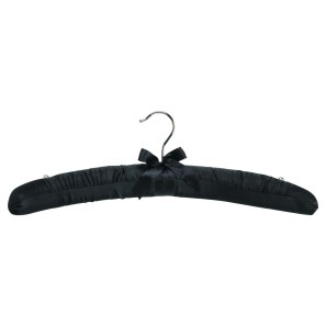 Black Padded Wooden Clothes Hangers With Beads - Extra Strong - 46cm