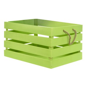 Green Display Crates with Rope Handle - Set of 3