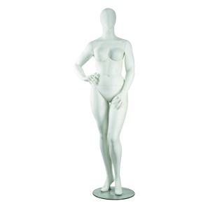 Matt White Female Plus-Size Faceless Mannequin - Leg Forward