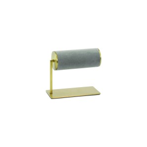 Brushed Gold & Grey Velvet Bangle Stand - 135 x 112 x 60mm