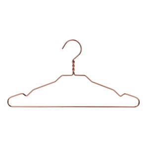 Rose Gold Wire Metal Clothes Hangers - Flat With Notches - 42cm
