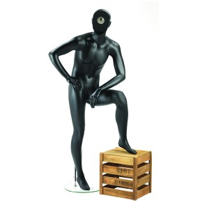 Masquerade Black Male Mannequin - Leaning on Knee