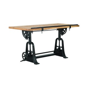 Blue City Cast Iron & Wood Draughtsman Table - 81 x 157 x 76cm
