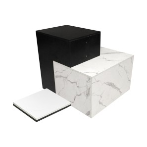 Marble & Black Display Plinth Set - 80cm